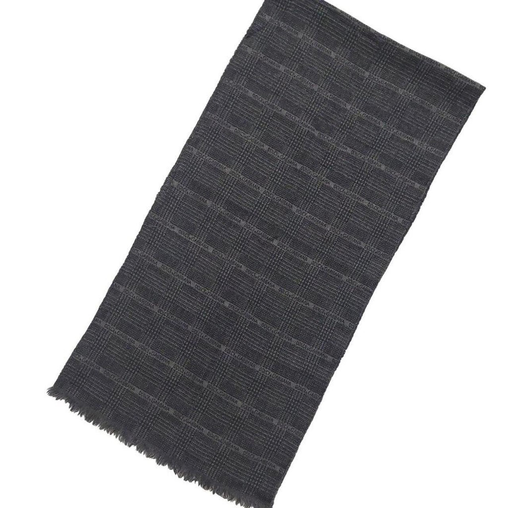 Dolce & Gabbana Vintage Black White Logo Print Plaid Scarf